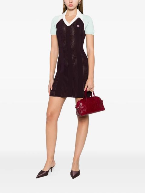 Casablanca V-neck logo-detail dress - Brown