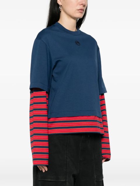 Marine Serre logo striped T-shirt - Blue