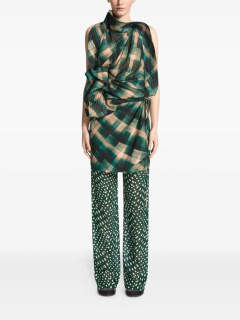 DRIES VAN NOTEN check-pattern top - Green