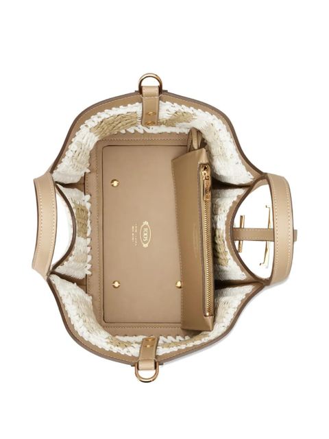 Tod's crochet-detail T-buckle tote bag - Neutrals