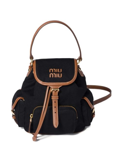 Miu Miu canvas and leather backpack - Black - zdjęcie produktu nr 1