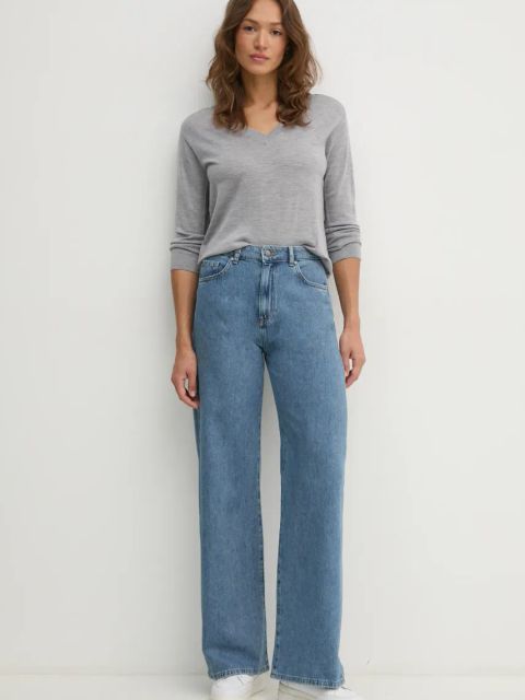 United Colors of Benetton sweter wełniany damski kolor szary lekki 11AHD402M