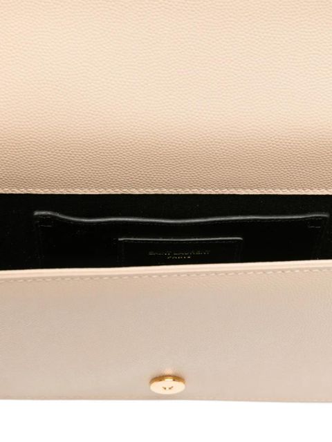 Saint Laurent logo-plaque clutch bag - Neutrals