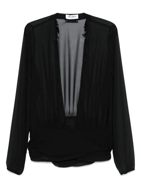 The Attico V-neck fringed blouse - Black - zdjęcie produktu nr 1
