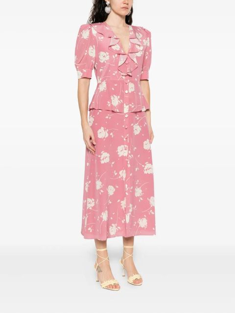 Alessandra Rich floral-print midi dress - Pink - zdjęcie produktu nr 2