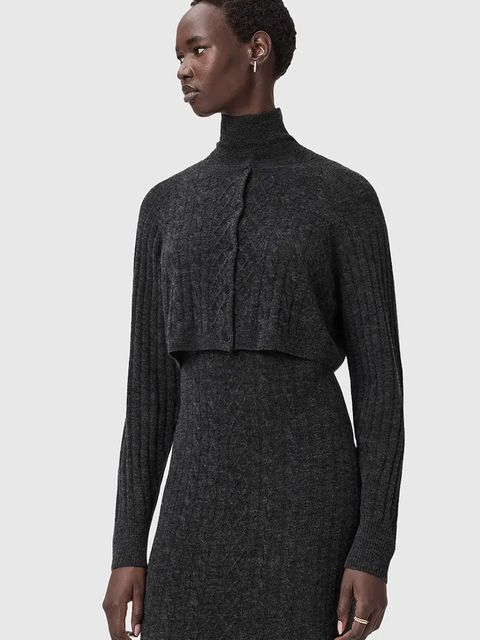 AllSaints sukienka i kardigan z dodatkiem wełny