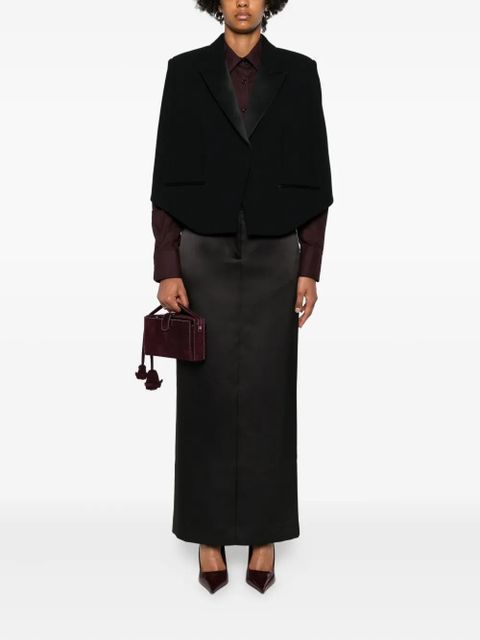 KHAITE satin-lapel cropped jacket - Black