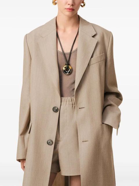 AMI Paris slit-detail maxi coat - Neutrals