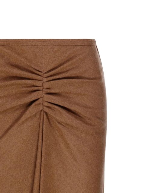 Victoria Beckham gathered-front midi skirt - Brown