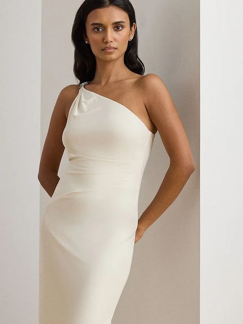 Lauren Ralph Lauren sukienka kolor beżowy maxi dopasowana 253980922