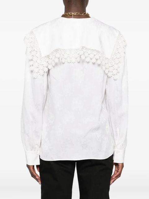 Chloé floral-lace trimmed shirt - White - zdjęcie produktu nr 2