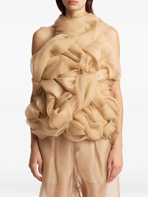 KHAITE Welles ruffled top - Neutrals