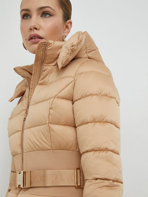 Elisabetta Franchi kurtka damska kolor brązowy zimowa