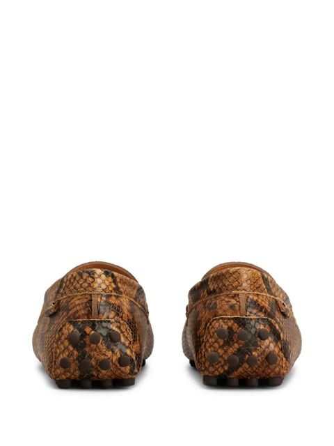 Tod's snake-print loafers - Brown