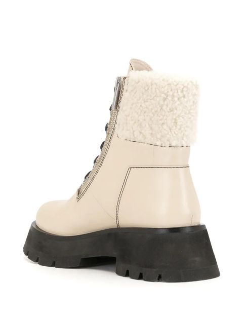 3.1 Phillip Lim shearling-trimmed leather ankle boots - Neutrals
