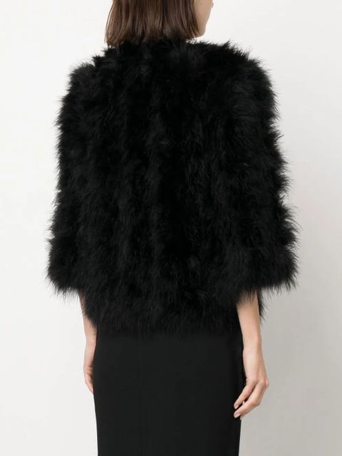 Yves Salomon feather-trim silk lined jacket - Black