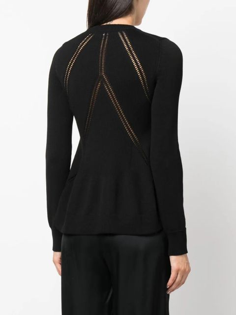Jil Sander long-sleeved knitted peplum top - Black