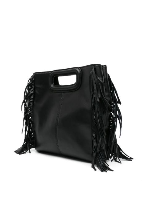 Maje fringed leather tote bag - Black
