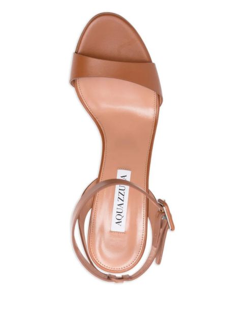 Aquazzura 85mm Sunseeker woven-block leather sandals - Brown