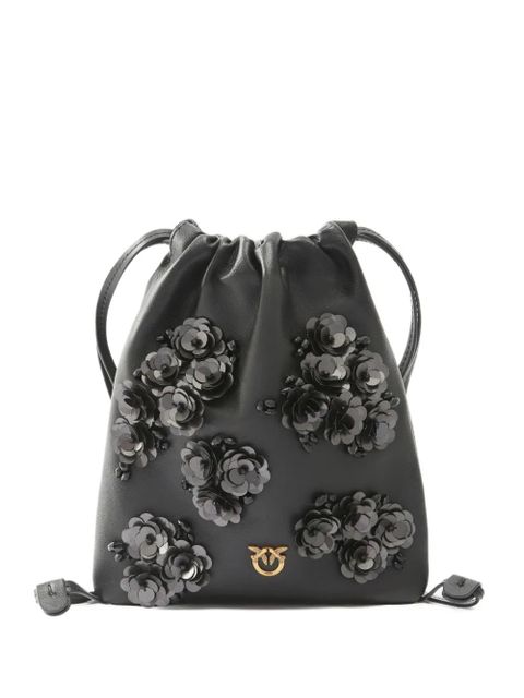 PINKO sequin-embellished drawstring shoulder bag - Black - zdjęcie produktu nr 1