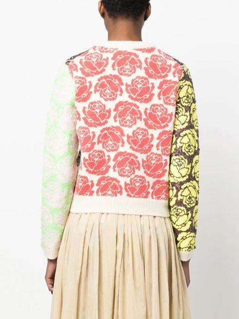 Tory Burch floral-motif zip-up cardigan - Neutrals