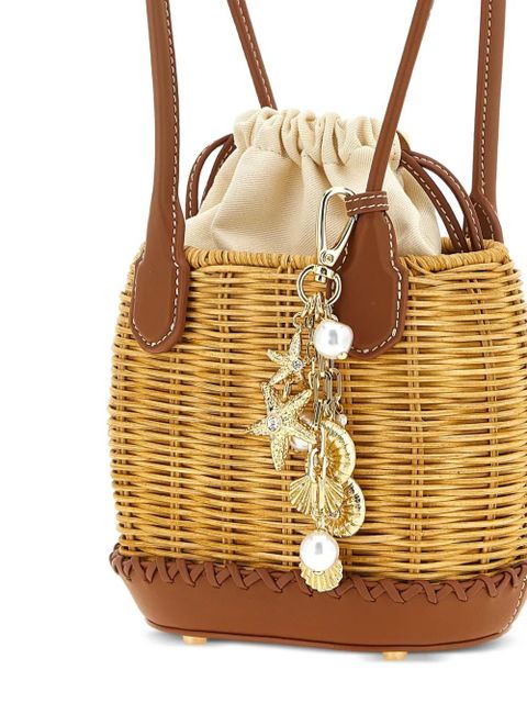 Self-Portrait woven basket bag - Brown