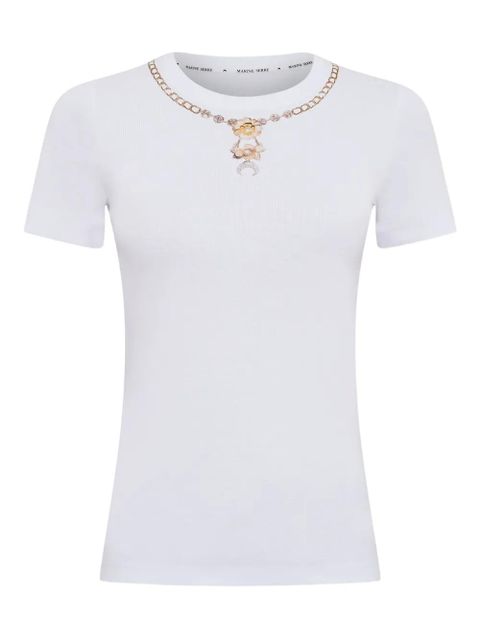 Marine Serre tromp l'oeil jewel-embellished T-shirt - White - zdjęcie produktu nr 1
