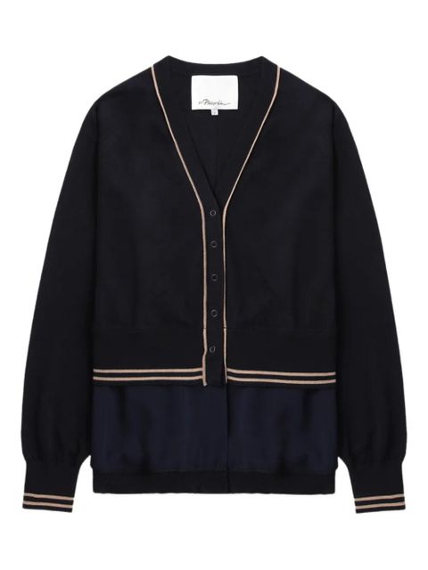 3.1 Phillip Lim chiffon-hem V-neck wool cardigan - Blue - zdjęcie produktu nr 1