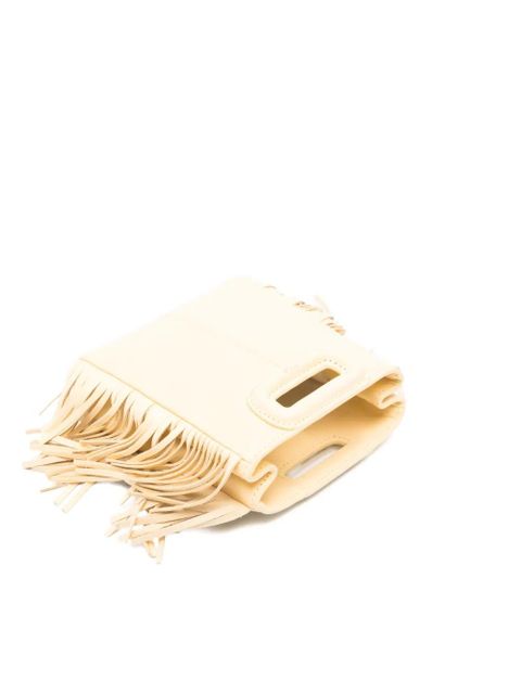 Maje mini M fringe tote bag - Neutrals