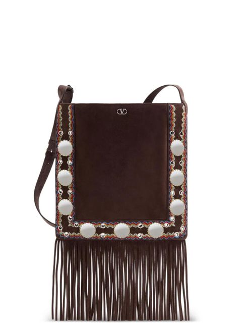 Valentino Garavani Nellcôte fringed cross body bag - Brown - zdjęcie produktu nr 1