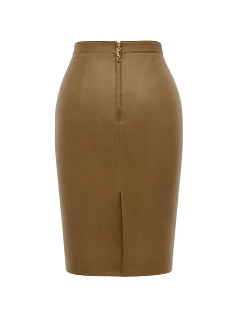 Saint Laurent CASSANDRE leather midi pencil skirt - Green - zdjęcie produktu nr 2