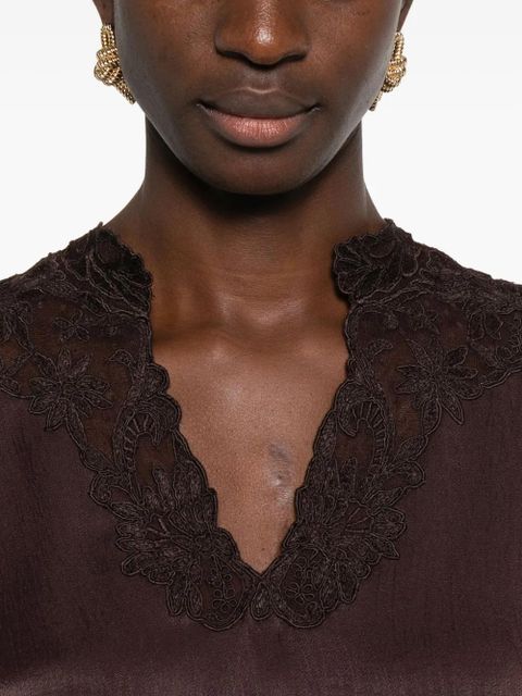 TWINSET lace-detailing blouse - Brown