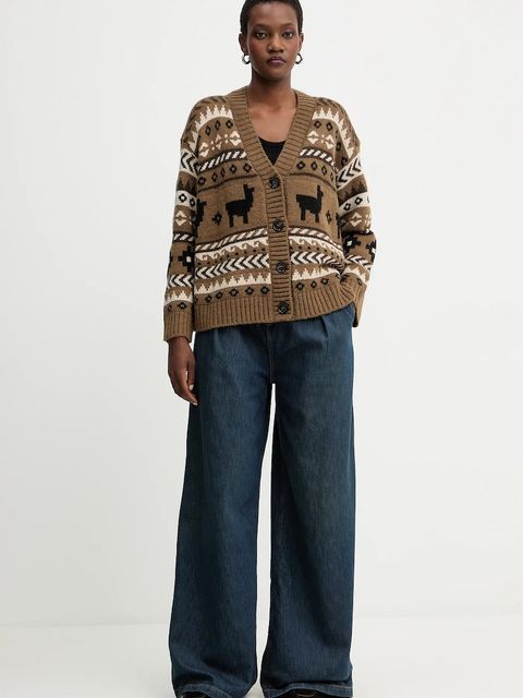 Weekend Max Mara kardigan z wełną OVATTA damski kolor brązowy 2525346092600 - zdjęcie produktu nr 2