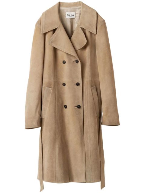 Miu Miu double-breasted suede coat - Neutrals - zdjęcie produktu nr 1