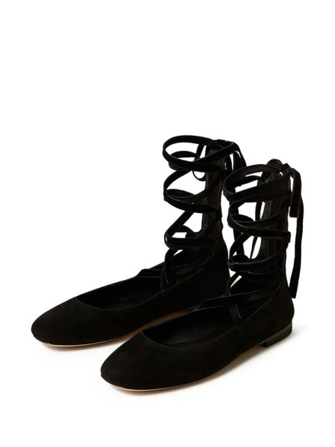 TWINSET lace-up suede ballet flats - Black - zdjęcie produktu nr 2