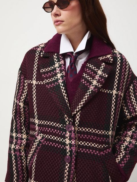 Medicine płaszcz damski kolor bordowy