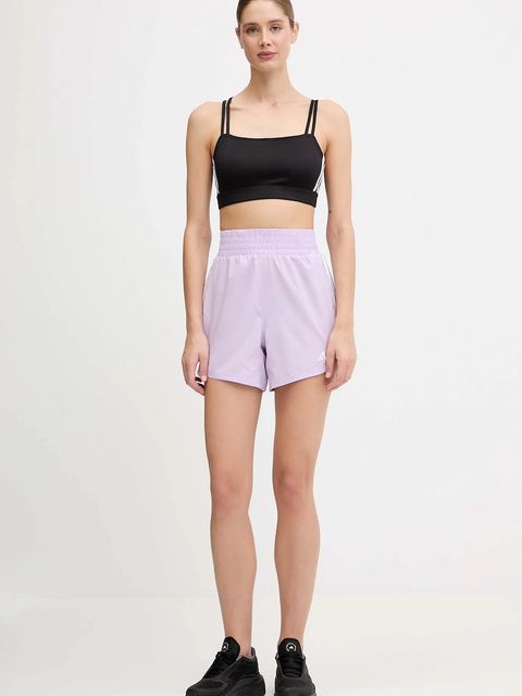 adidas Performance szorty treningowe Pacer damskie kolor fioletowy gładkie high waist JX4852 - zdjęcie produktu nr 2