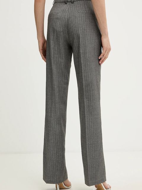 Morgan spodnie damskie kolor szary proste high waist PVEPER.F