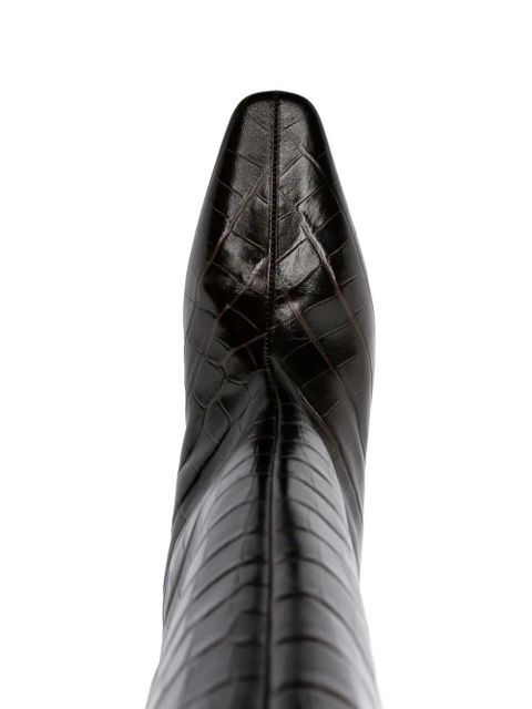 TOTEME crocodile-embossed knee-high boots - Brown