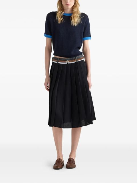 Prada pleated rush stitch midi skirt - Blue - zdjęcie produktu nr 2