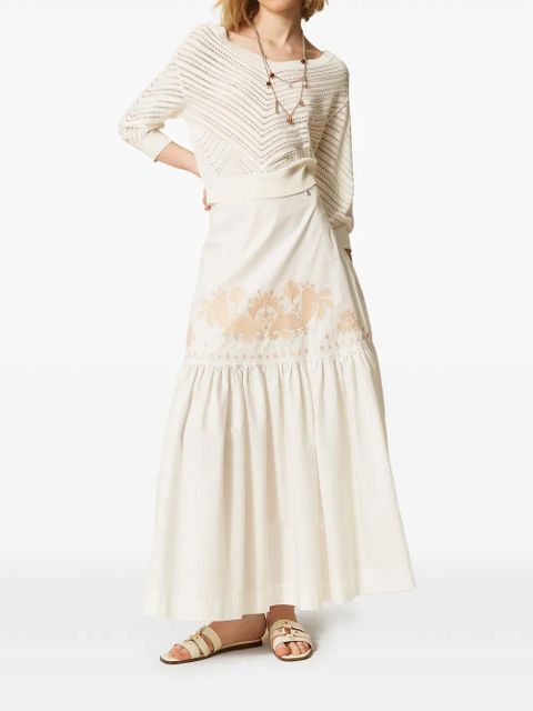 TWINSET V-neck pointelle-knit sweater - White