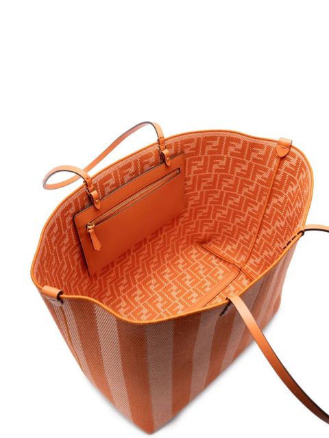 FENDI large Roll striped tote bag - Orange