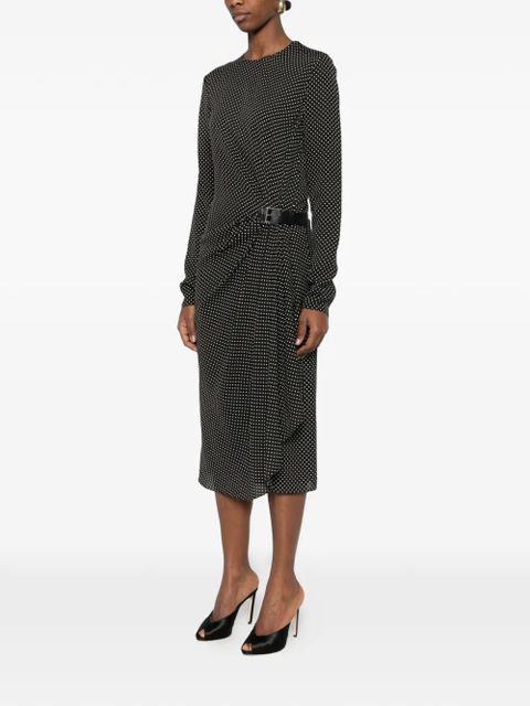 TOM FORD polka-dot belted midi dress - Black