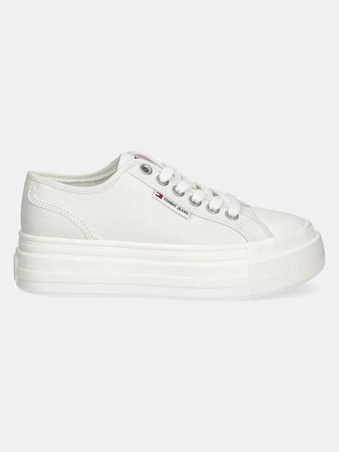 Tommy Jeans tenisówki FOXING FLATFORM LC kolor biały EN0EN02736