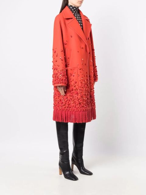 Valentino Garavani beaded single-breasted coat - Orange