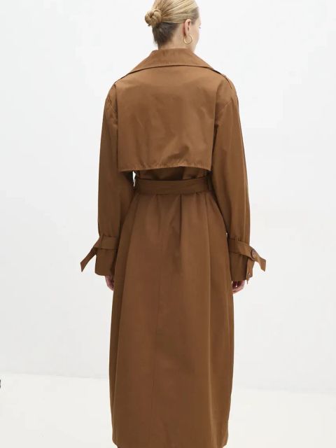 Answear.LAB trencz damski kolor brązowy przejściowy dwurzędowy