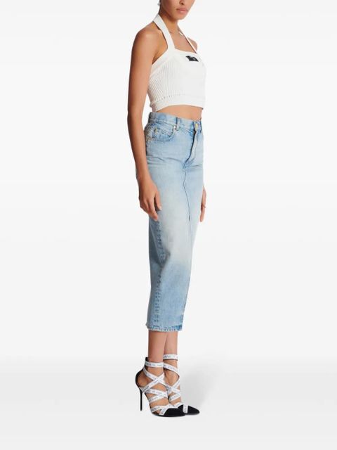 Balmain ribbed halterneck top - White