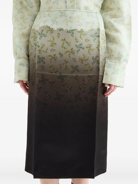 Jil Sander gradient floral-printed midi skirt - Green