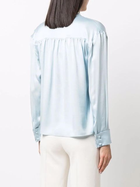Lanvin ribbon-fastened silk blouse - Blue