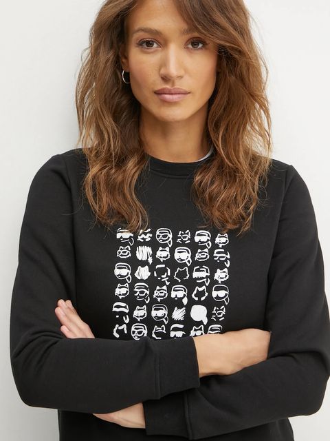 Karl Lagerfeld bluza IKON damska kolor czarny z nadrukiem A1W20079